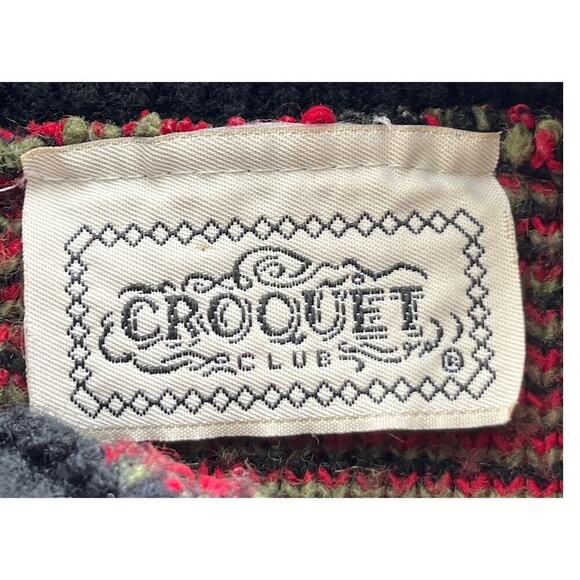 Croquet Club Womens M Red/Fall Holiday Plaid Knit Mock Neck Vintage Sweat - Picture 3 of 6